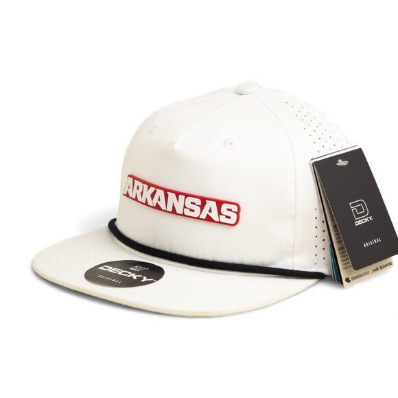 Arkansas Razorbacks ARKANSAS White 3D Perforated Rope Hat- White/ Black - Picture 2 of 3